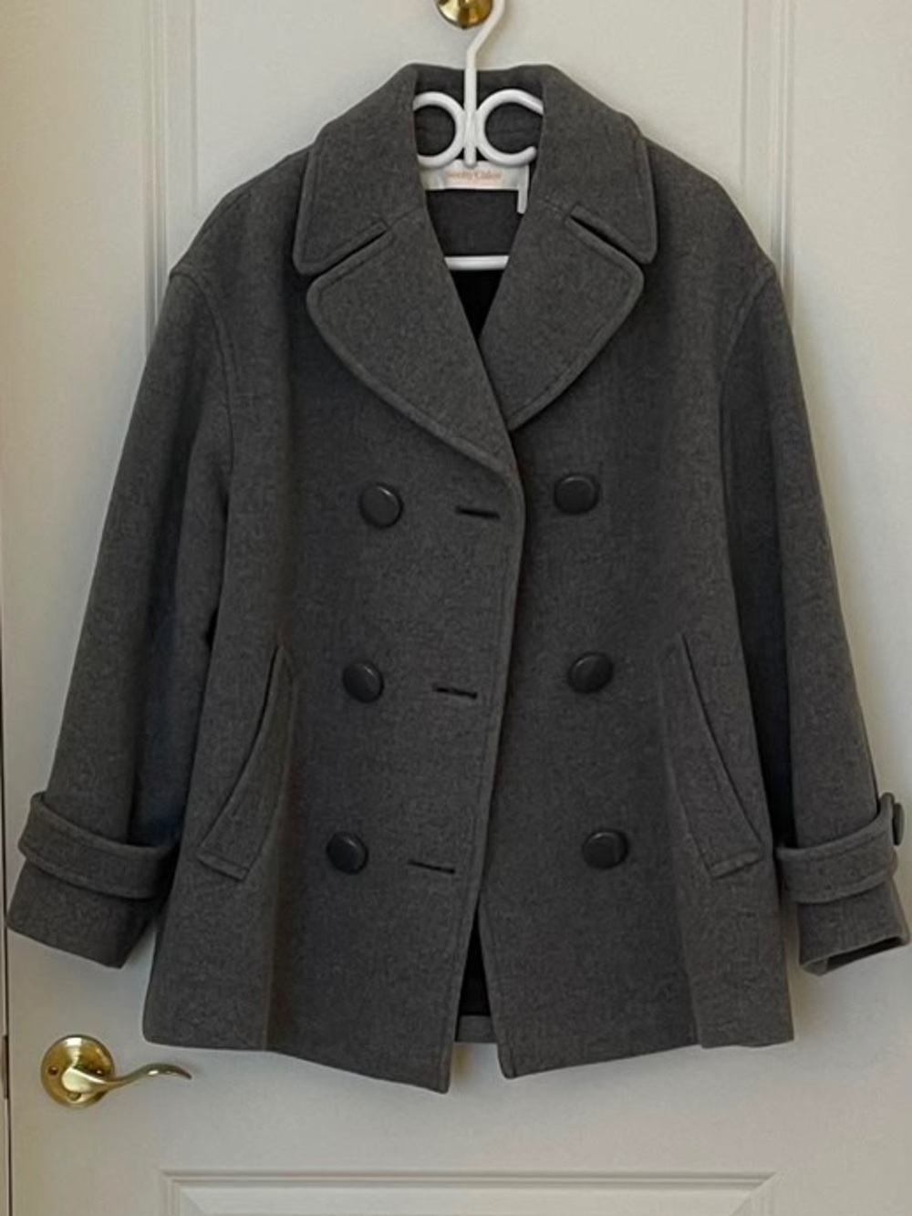 See By Chloe Gray Double-Breasted Wool Peacoat